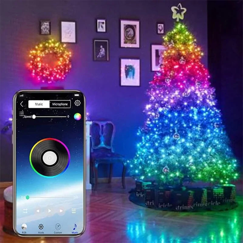 LED Christmas Tree Garland Lights (USB Powered)